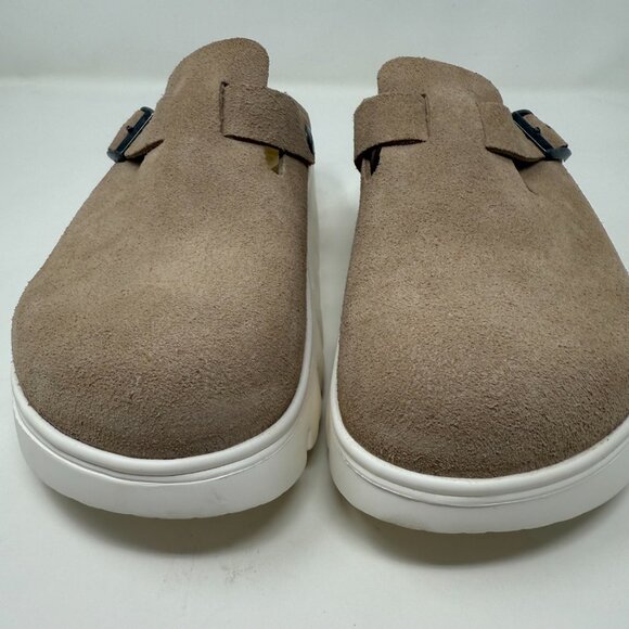Birkenstock Papillio Sz 39 US 8 Boston Chunky Platform Clog Shoes Beige Suede - Picture 4 of 7